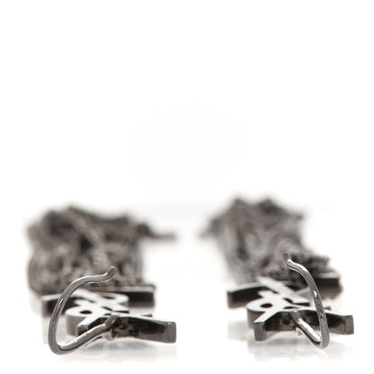 Saint Laurent Brass Monogram Chain Earrings 3 of 5