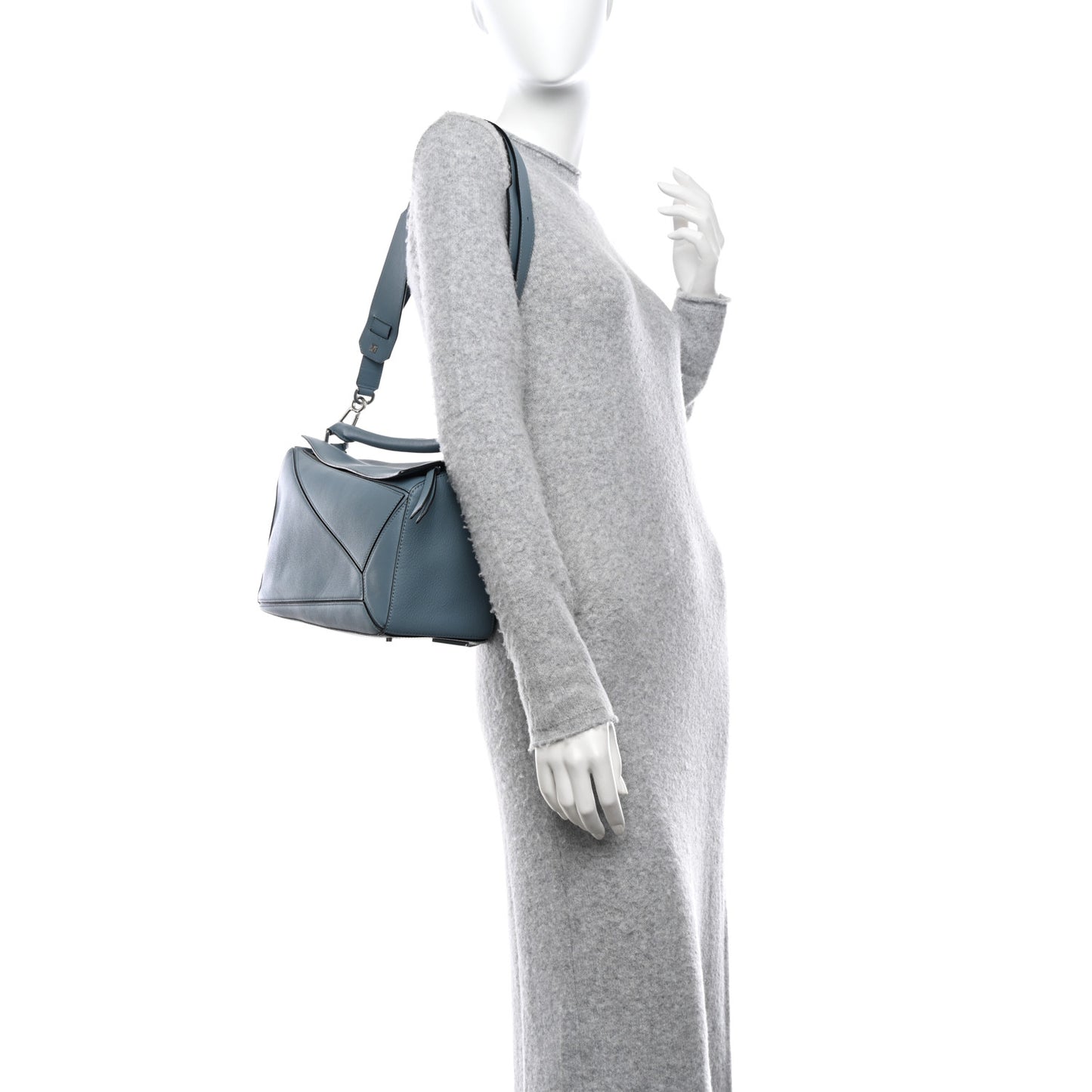 Calfskin Medium Puzzle Bag Stone Blue