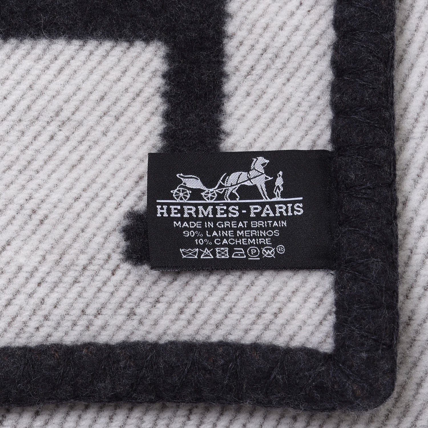 Hermes Wool Cashmere Avalon Blanket Ecru Gris Fonce 3 of 3