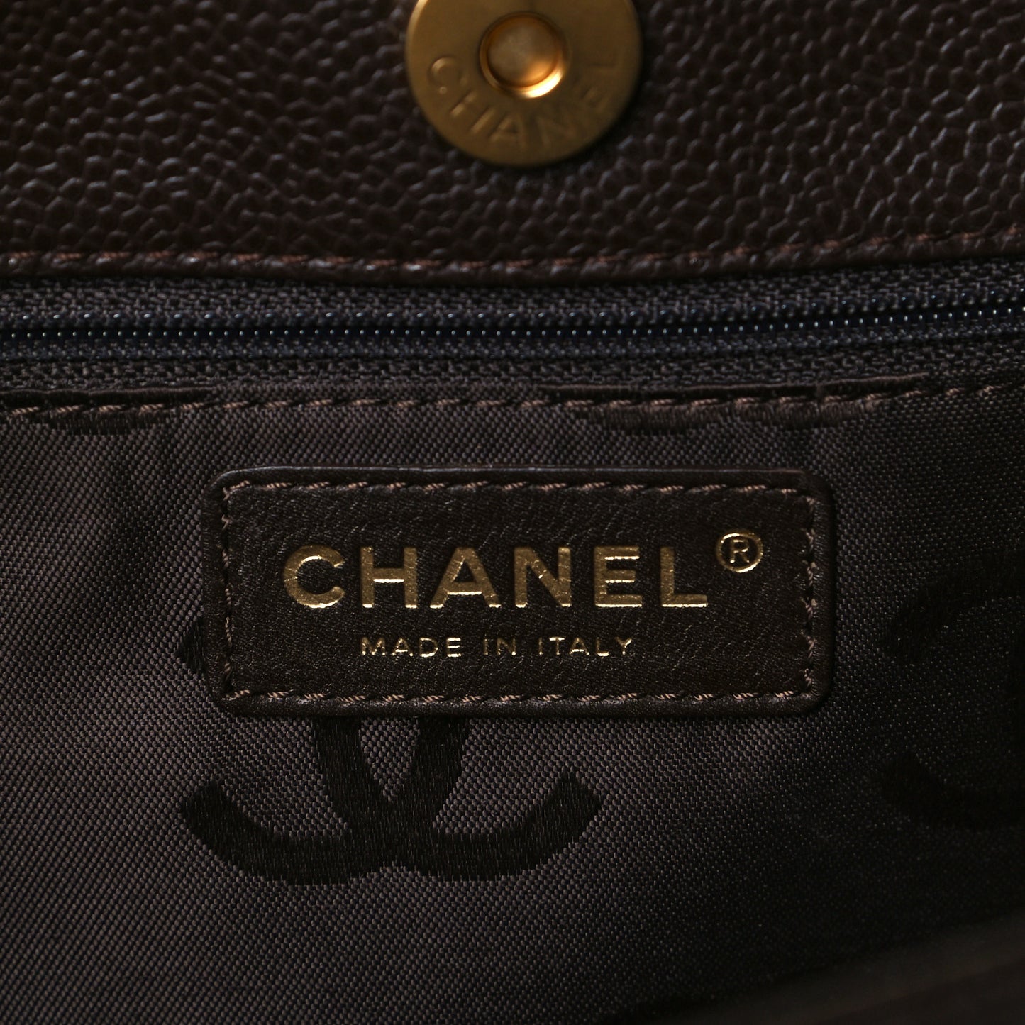 Caviar Quilted Shopping Tote Dark Brown