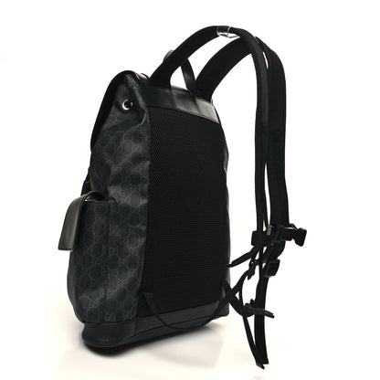 Gucci Soft GG Supreme Monogram Calfskin Web Double Buckle Backpack Black 3 of 10