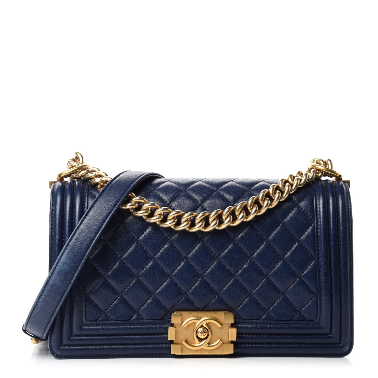 Chanel Lambskin Quilted Medium Boy Flap Dark Navy 1 of 12
