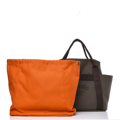 Hermes Toile Sac De Pansage Groom Kaki Feu 3 of 10