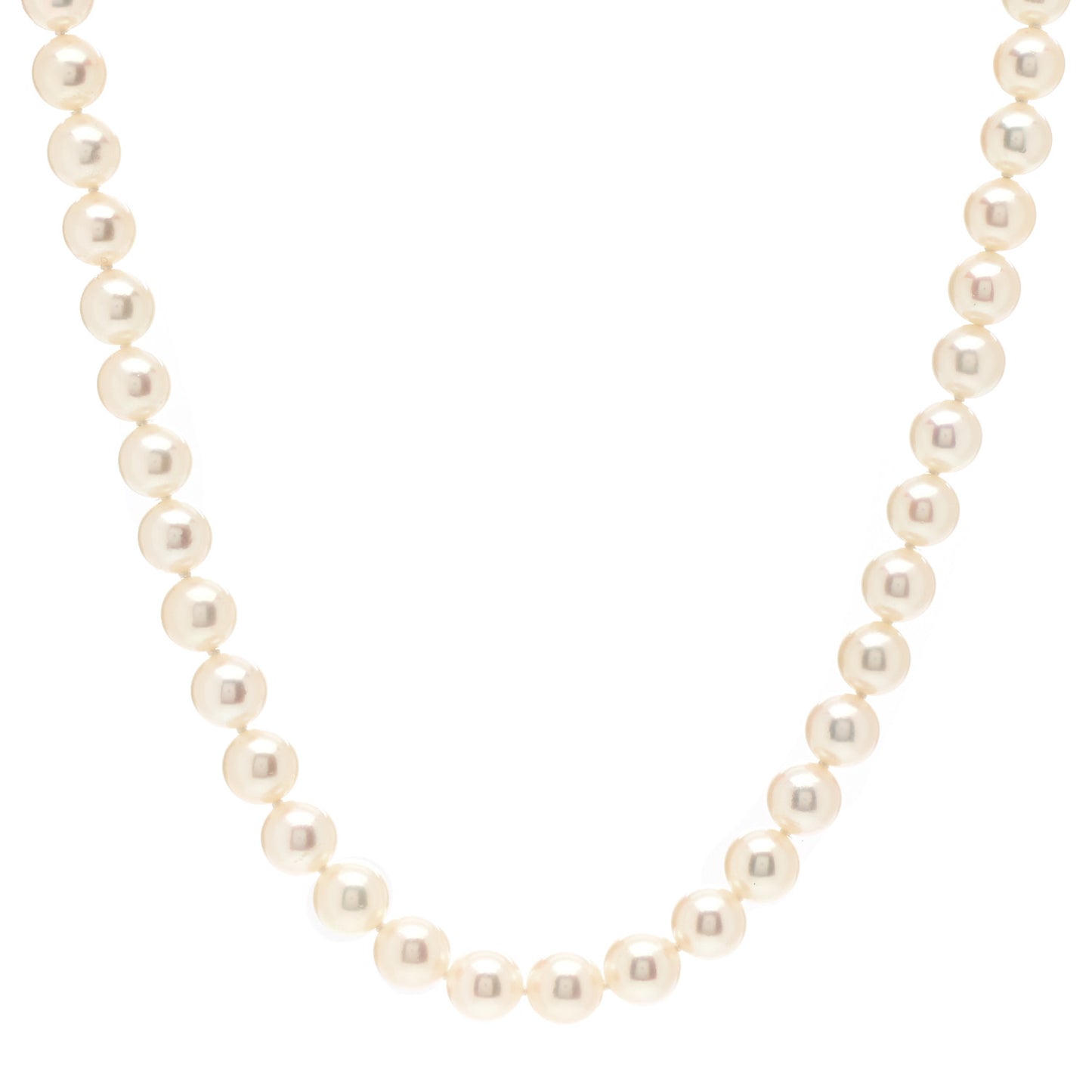 18K Yellow Gold Akoya Pearl 7-7.5mm Strand Necklace 14"