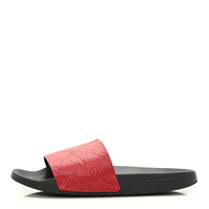 Gucci Guccissima Signature Womens Slide Sandals 38 Hibiscus Red 1 of 8