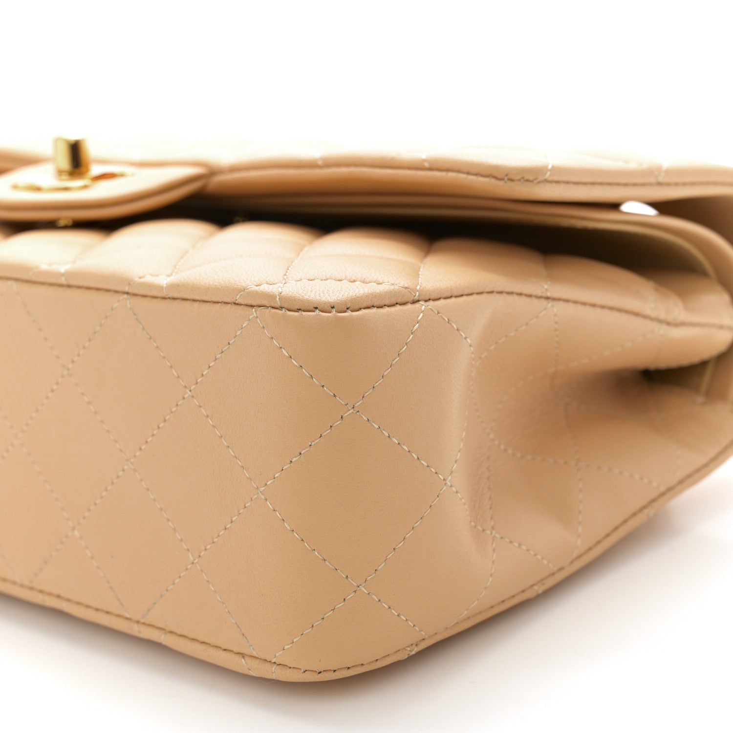 Chanel Lambskin Quilted Medium Double Flap Beige 10 of 10