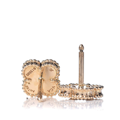 Van Cleef & Arpels 18K Yellow Gold Mother of Pearl Sweet Alhambra Earrings 4 of 5