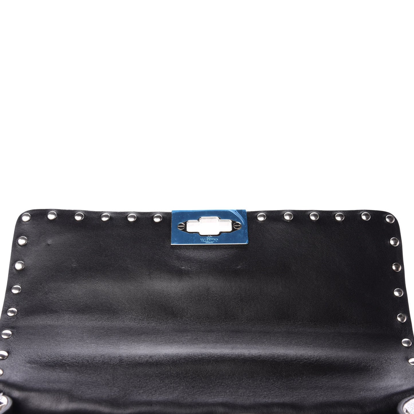 Metallic Nappa Medium Rockstud Spike Shoulder Bag Silver