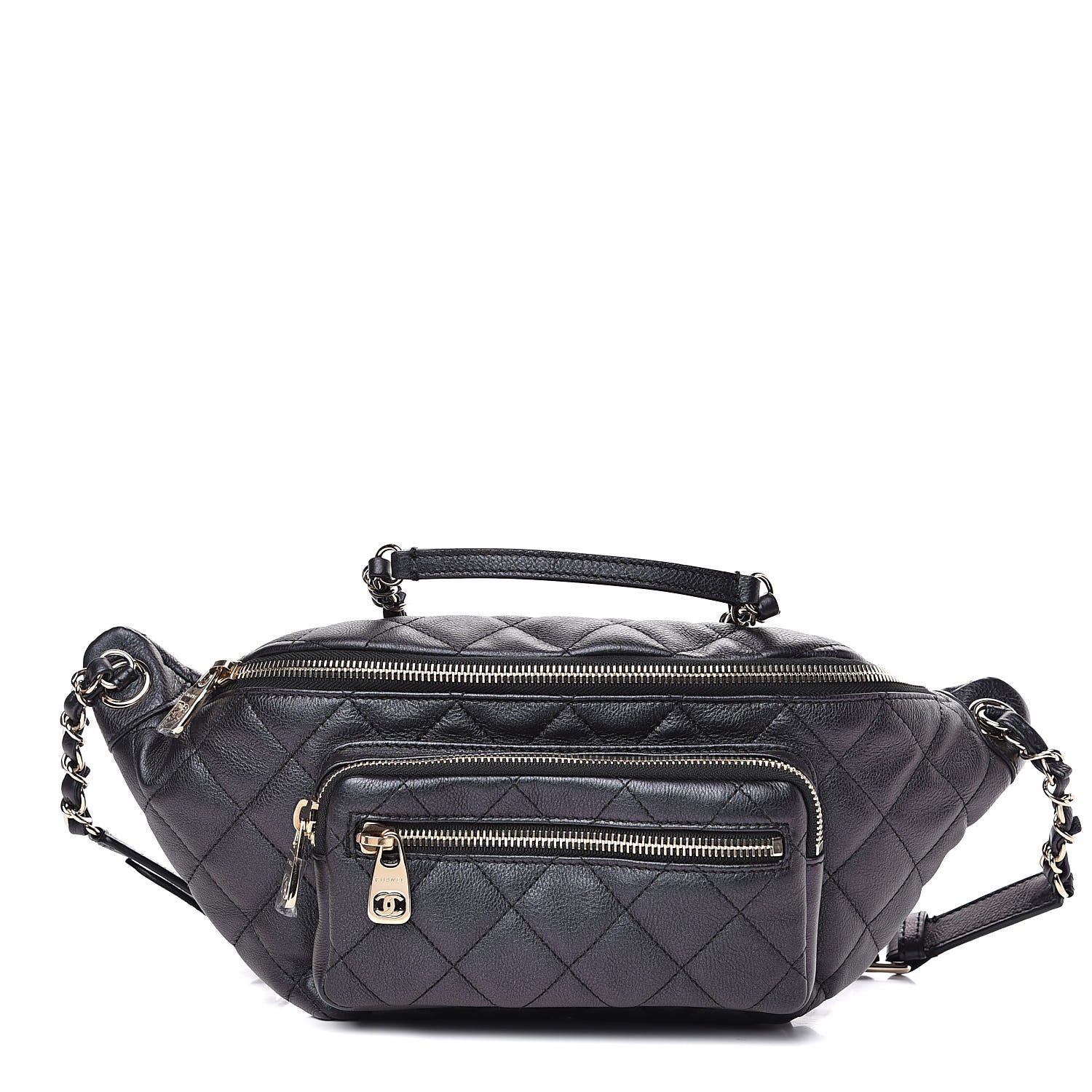 Chanel Iridescent Calfskin Quilted All About Waist Belt Bag Black 1 of 9