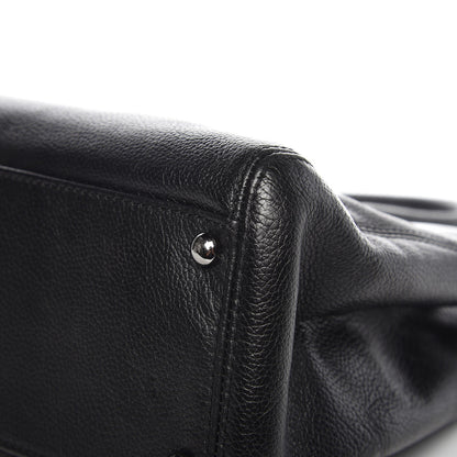 Chanel Calfskin Mademoiselle Lock Cerf Shopper Tote Black 9 of 15