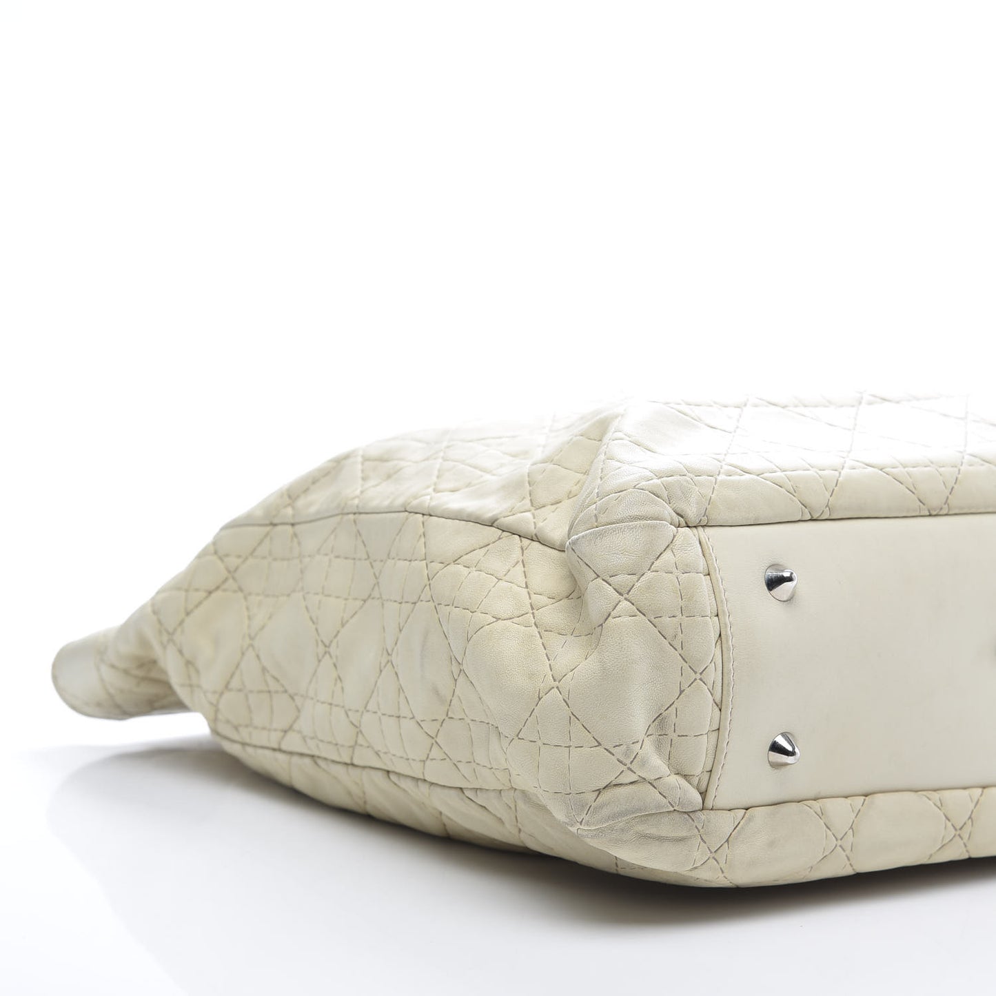 Lambskin Cannage Shopping Tote White