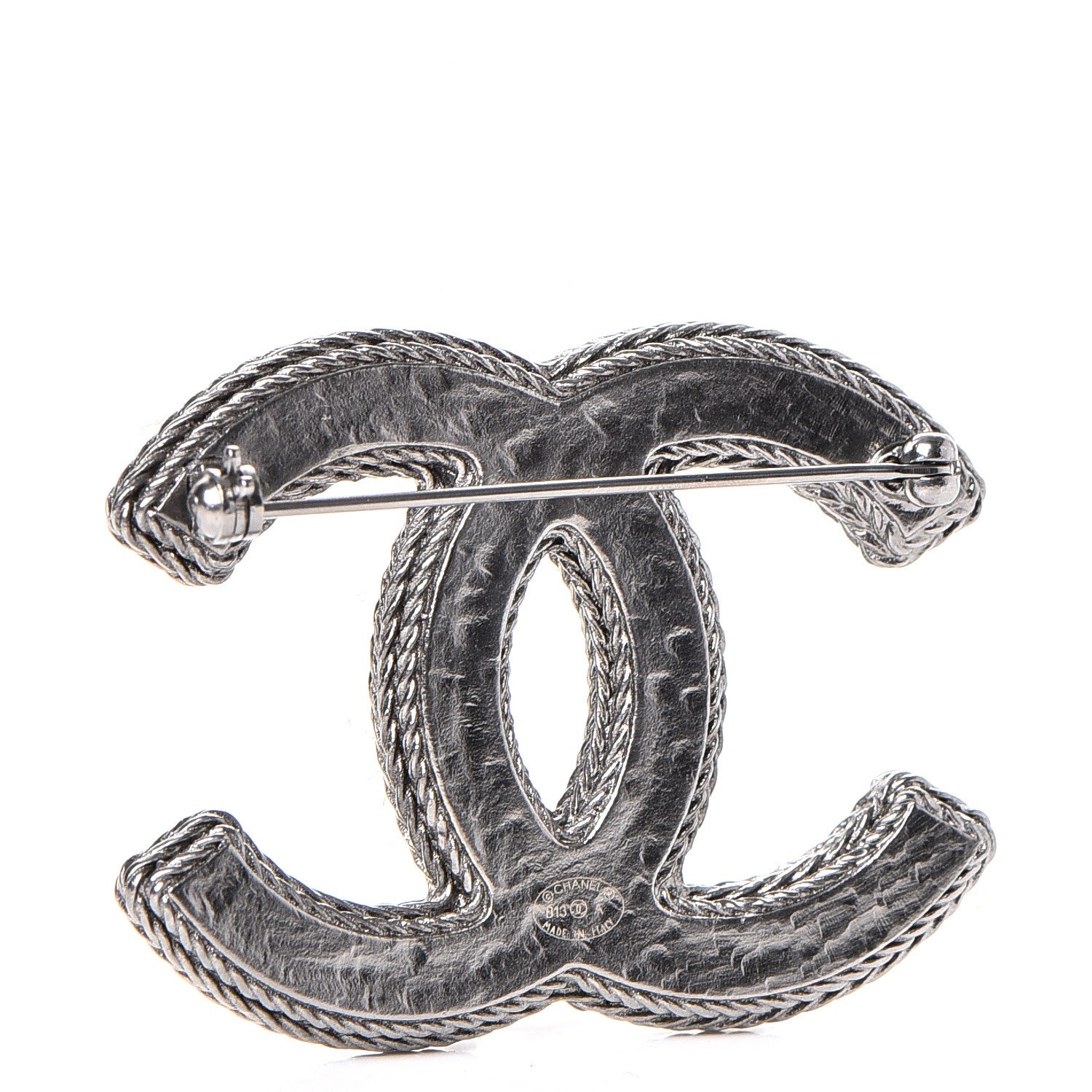 Chanel Ruthenium Tweed CC Brooch Black Multicolor 7 of 8