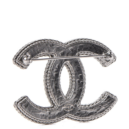 Chanel Ruthenium Tweed CC Brooch Black Multicolor 7 of 8