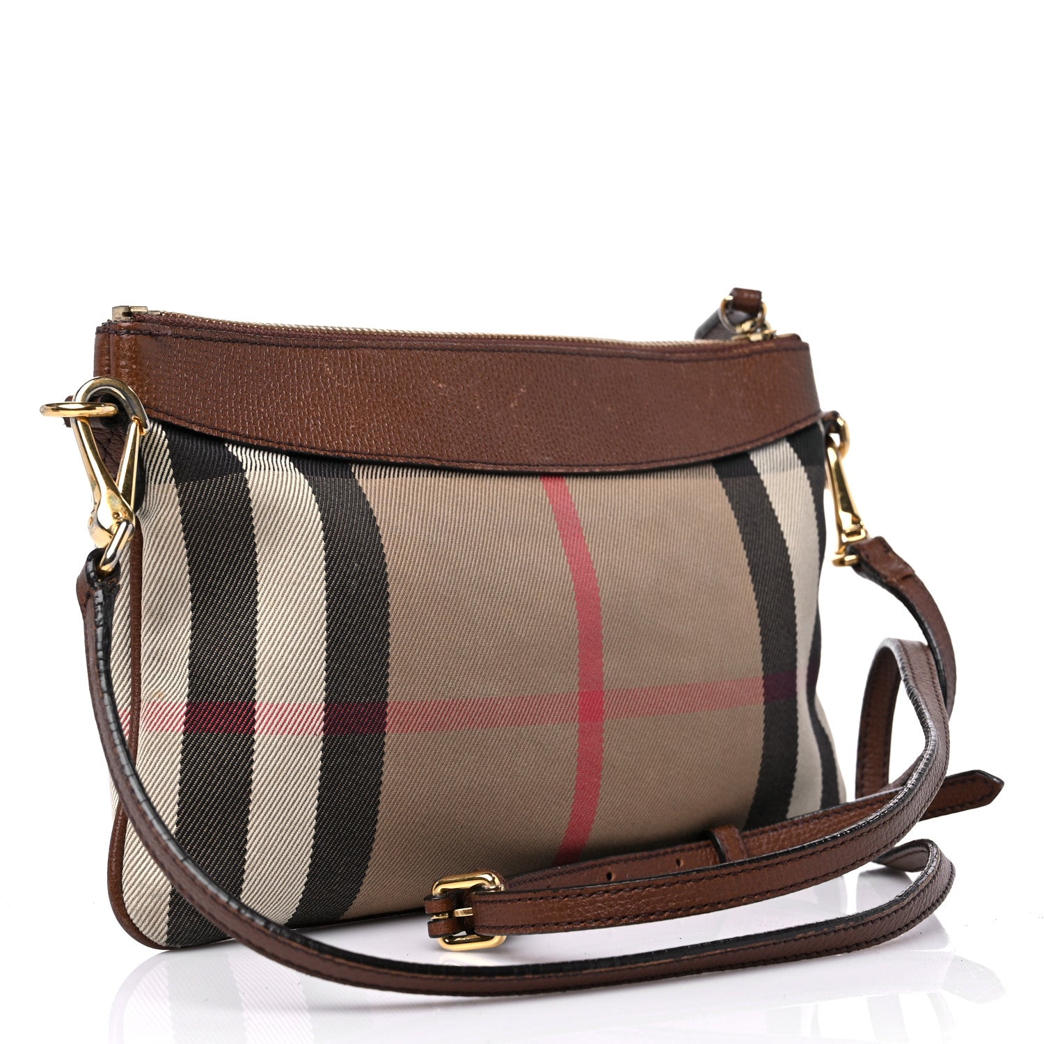 Burberry House Check Derby Peyton Crossbody Clutch Bag Tan 3 of 23