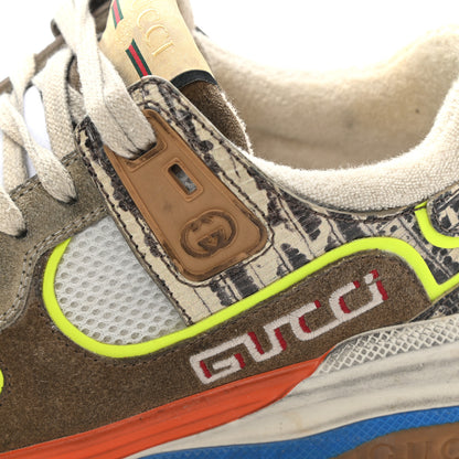Gucci Suede Calfskin Tejus Printed Womens Ultrapace Sneakers 38 Natural Ardesia Neon Yellow 12 of 14