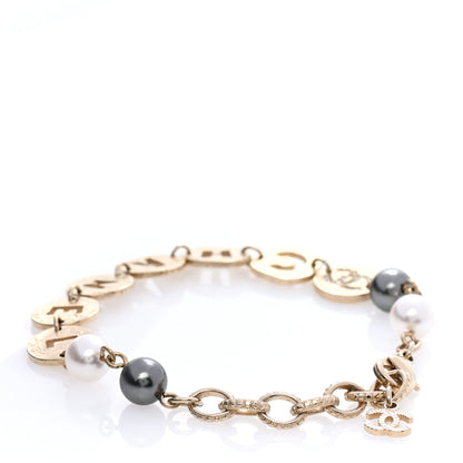 Chanel Crystal Pearl Papyrus Bracelet Gold Grey 3 of 5