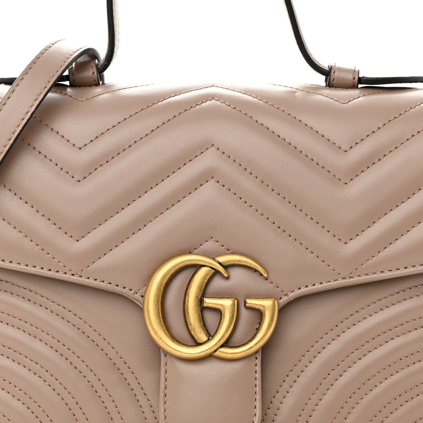 Calfskin Matelasse Small GG Marmont Top Handle Shoulder Bag Porcelain Rose