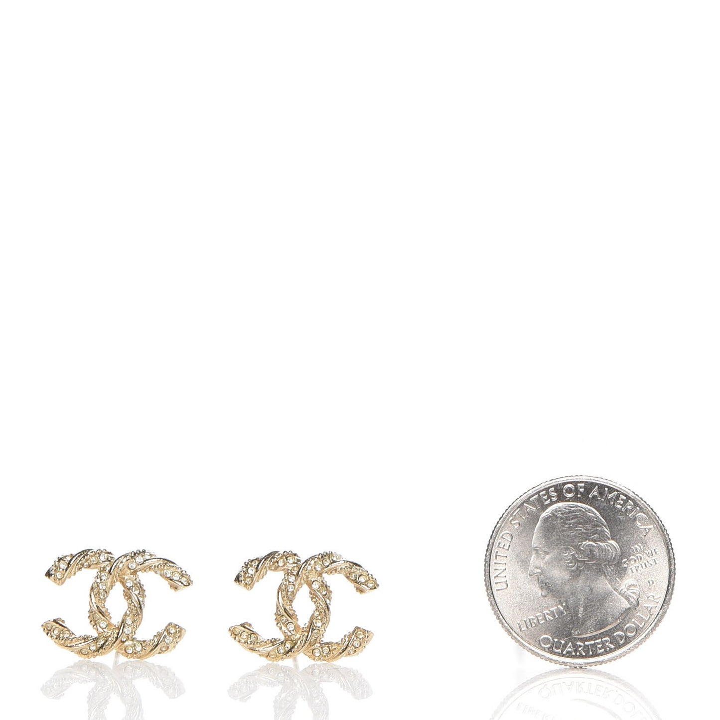 Crystal Twisted CC Earrings Gold
