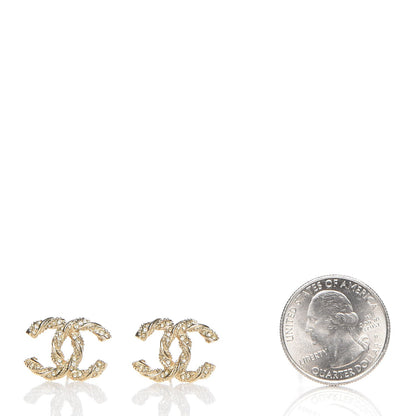 Chanel Crystal Twisted CC Earrings Gold 2 of 5