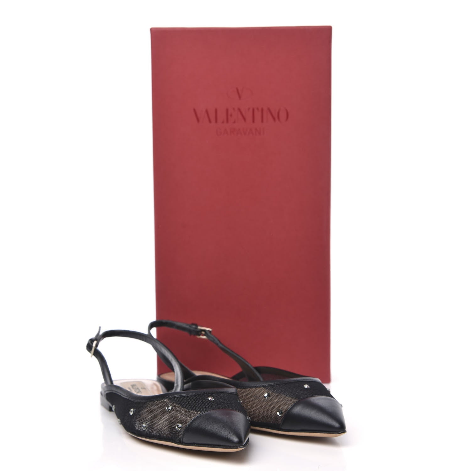 Valentino Garavani Mesh Shining Rockstud Slingback Flats 36 Black 9 of 9