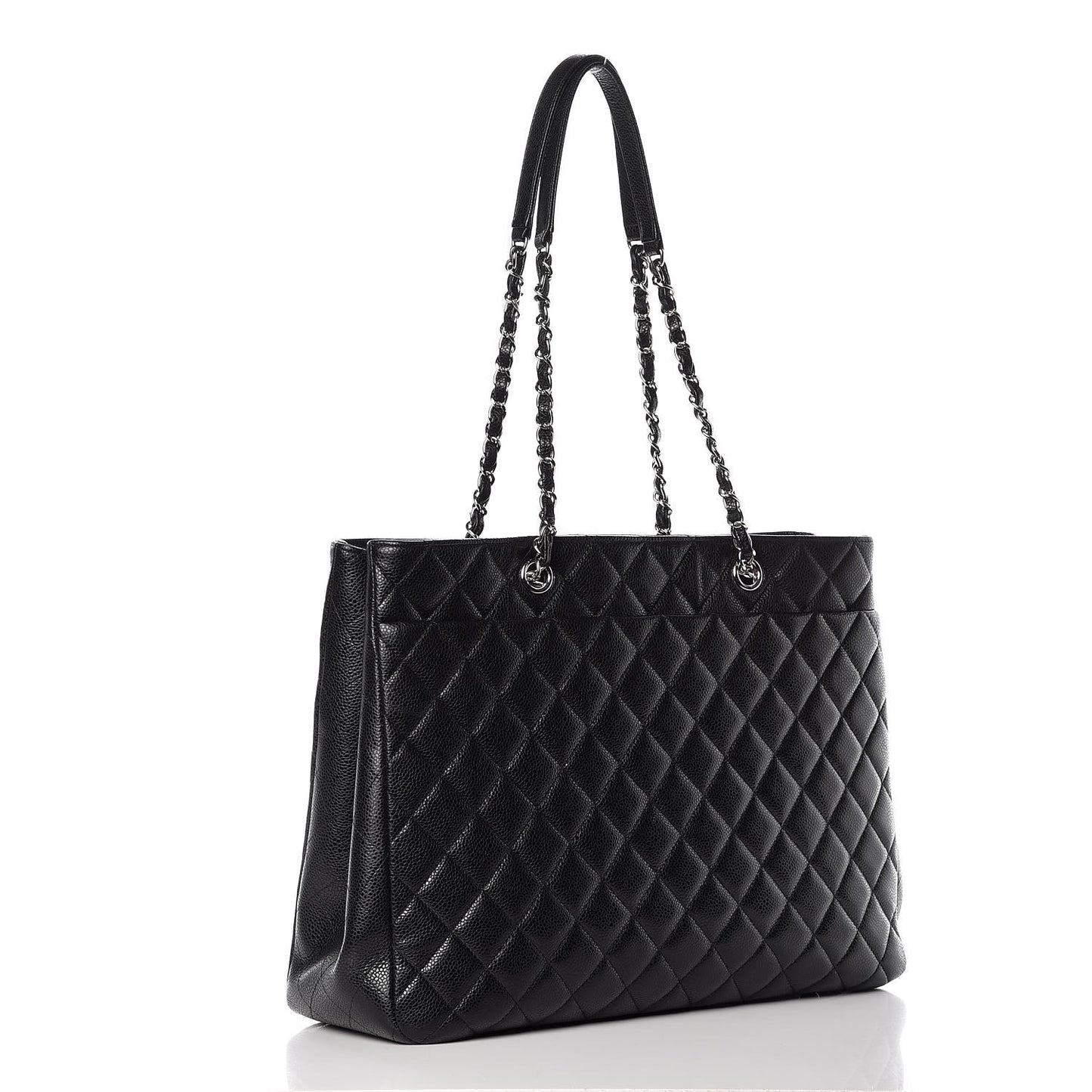 Caviar Quilted Large Shopping Tote Black