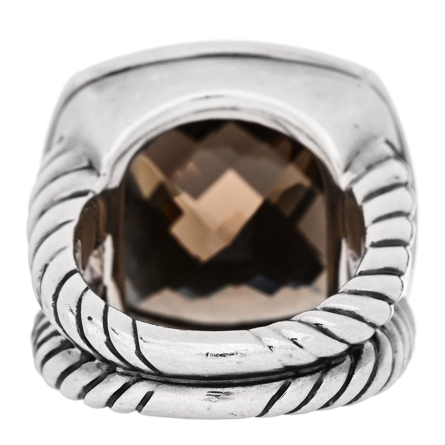 Sterling Silver Diamond Smoky Quartz 14mm Albion Ring 51 5.75