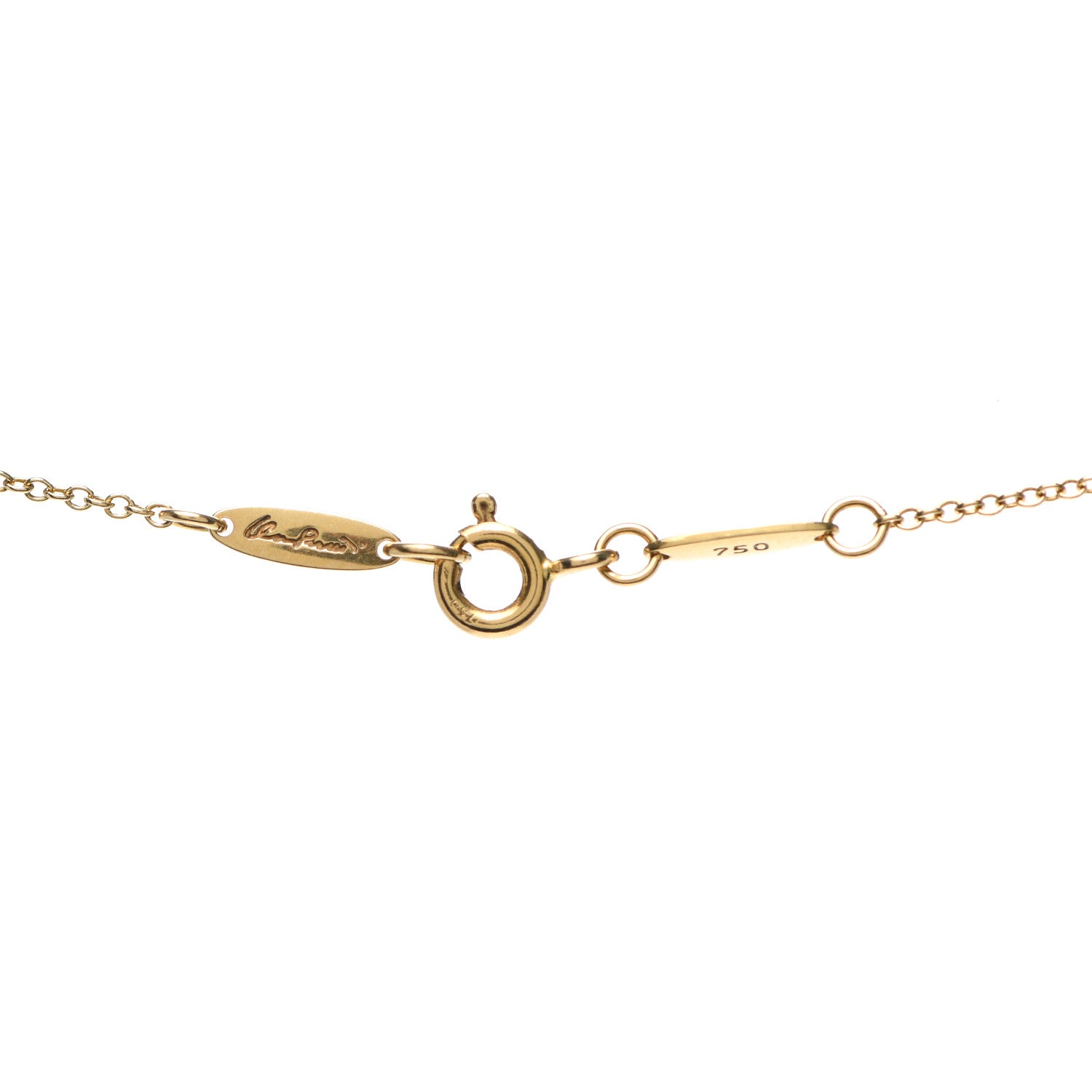 Tiffany 18K Yellow Gold Jade Elsa Peretti Eternal Circle Necklace 4 of 5