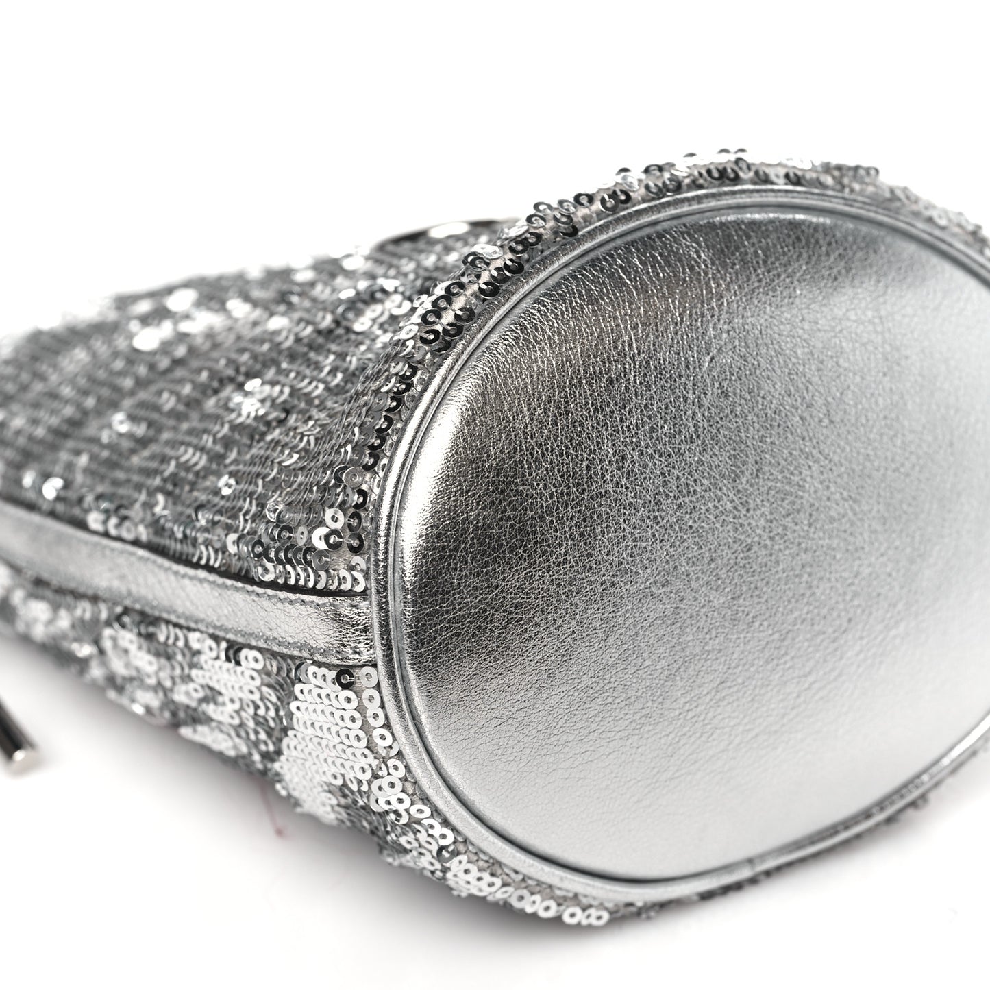 Sequin Mini GG Marmont 2.0 Bucket Bag Silver
