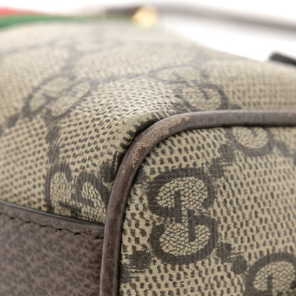Gucci GG Supreme Monogram Textured Dollar Calfskin Web Super Mini Ophidia Top Handle Bowler Bag Beige Ebony New Acero 12 of 12