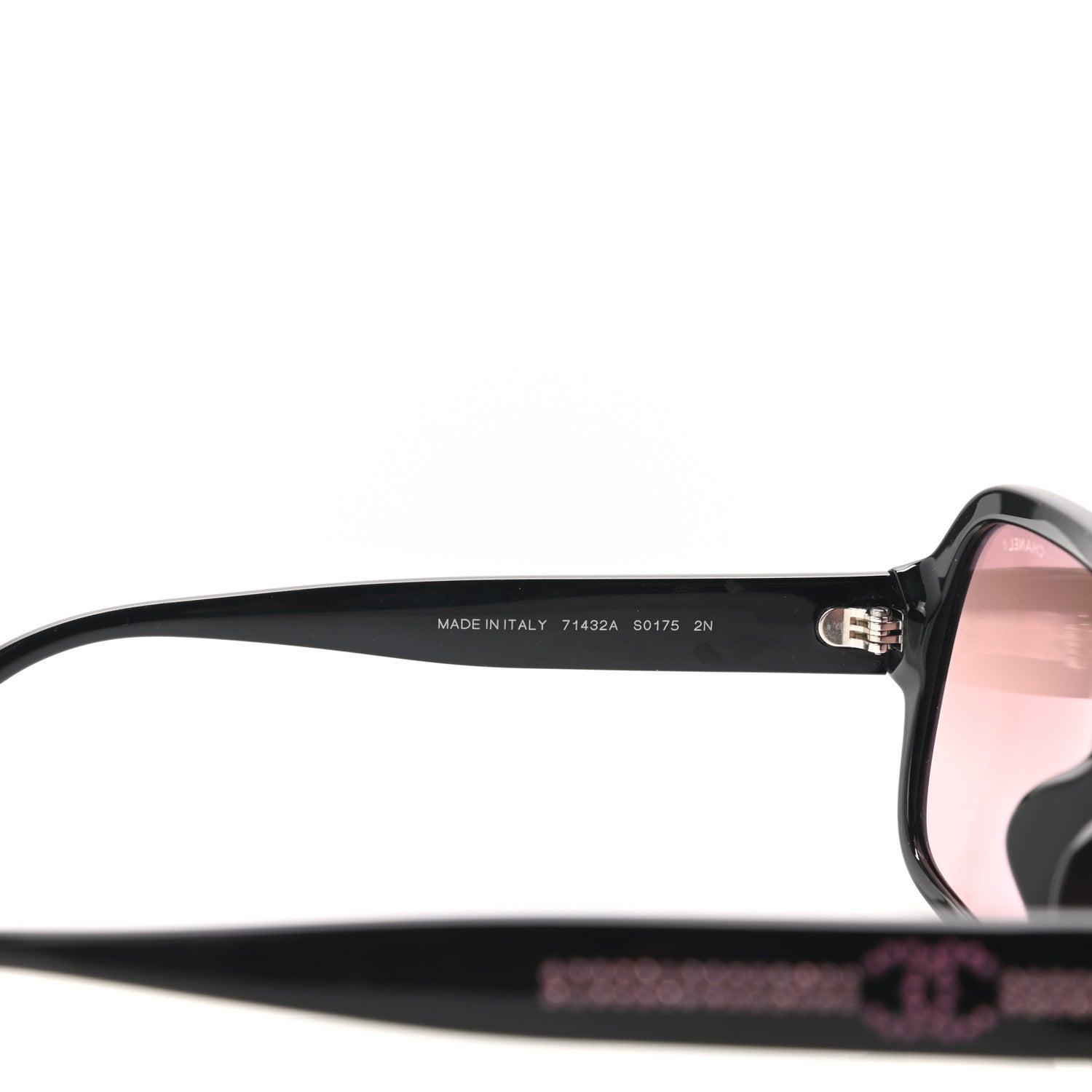 Chanel Acetate Crystal CC Shield Sunglasses 71432A Black Pink 6 of 6