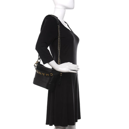Chanel Calfskin Crocodile Embossed Small Gabrielle Cocodile Hobo Black 2 of 12