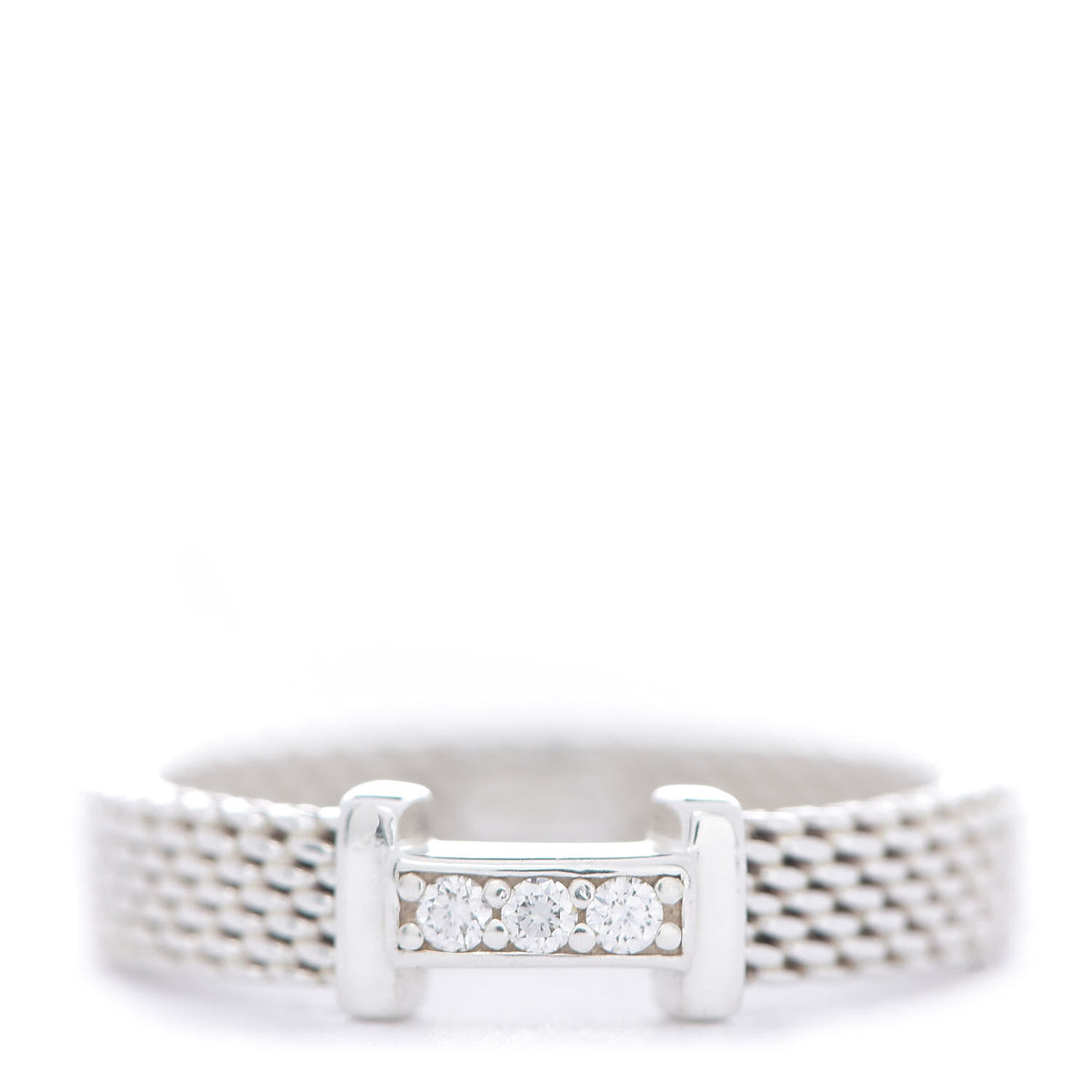 Tiffany Sterling Silver Diamond Narrow Somerset Ring 49 5 1 of 4