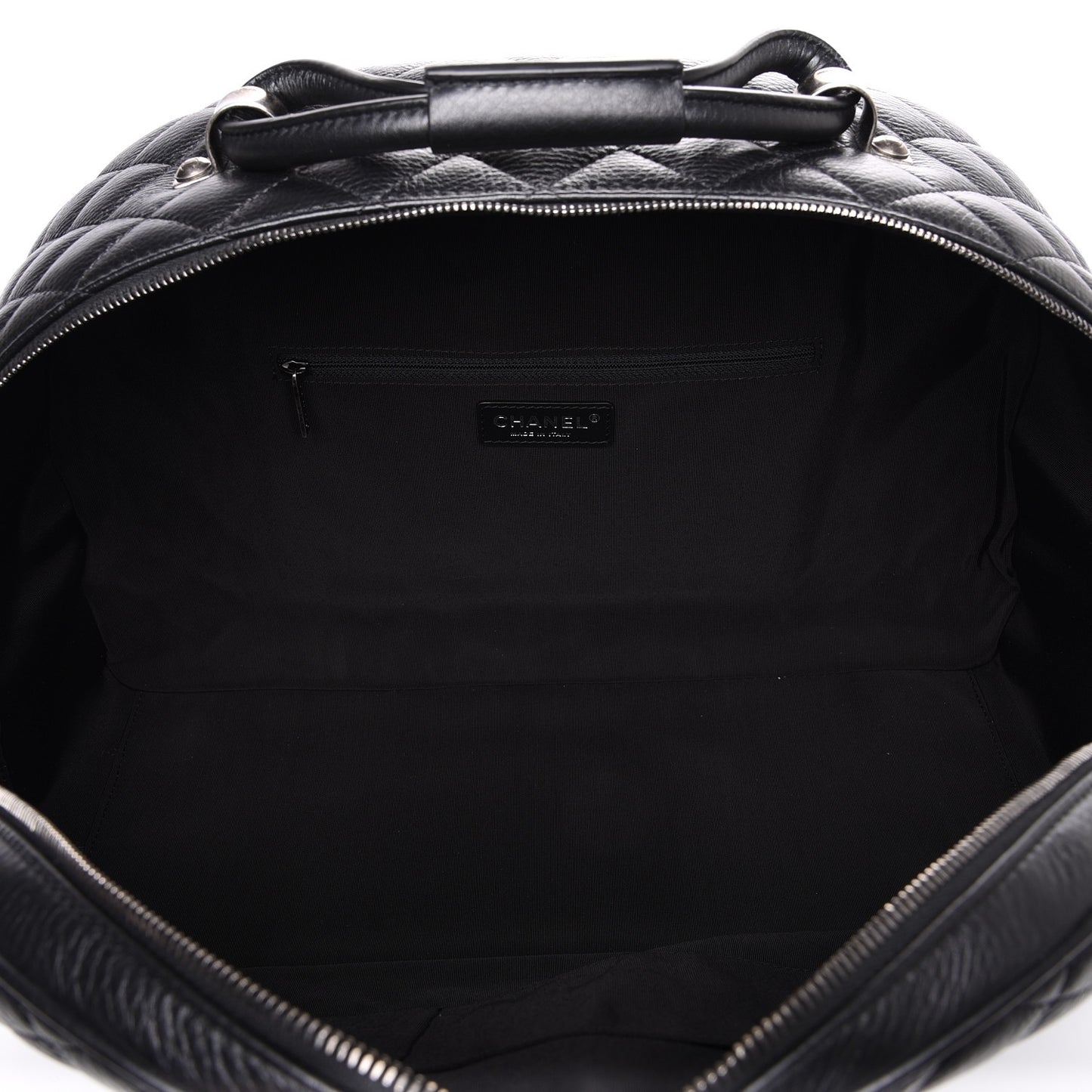 Calfskin Quilted Large Airlines Round Trip Bowling Bag Black