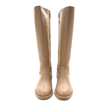Chanel Calfskin Chain High Boots 37.5 Beige 2 of 13