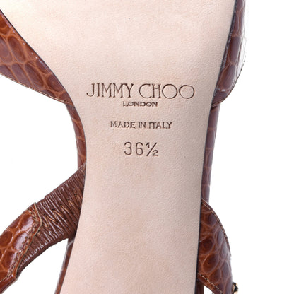 Jimmy Choo Calfskin Crocodile Embossed Thandi 65 Slingback Pumps 36.5 Cuoio 8 of 9