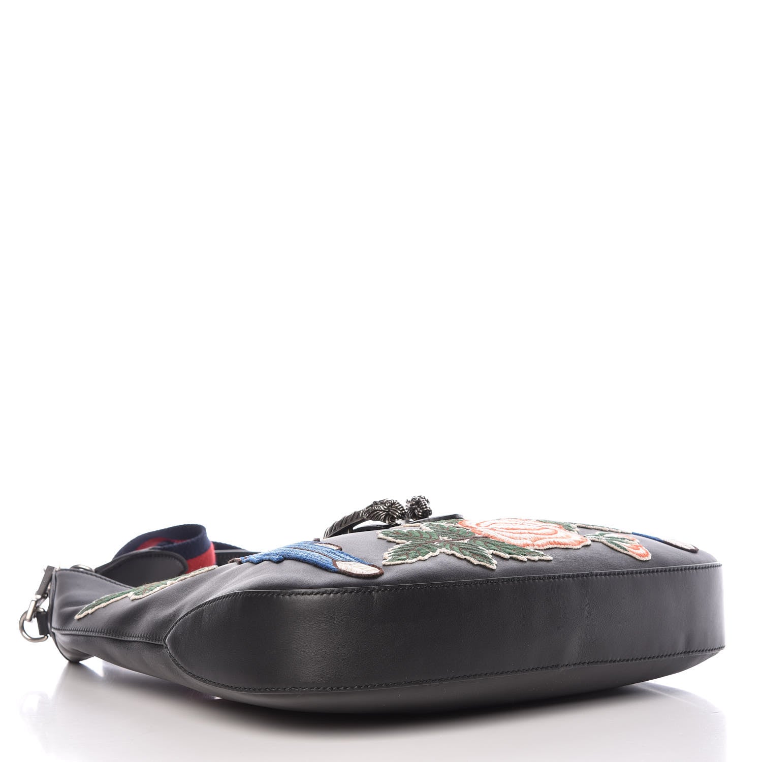 Gucci Calfskin Web Garden Collection Embroidered Medium Dionysus Hobo Black 5 of 13