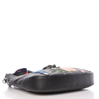 Gucci Calfskin Web Garden Collection Embroidered Medium Dionysus Hobo Black 5 of 13