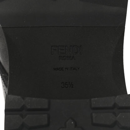 Fendi Canvas Floral Print Logo Bi-Color Womens Biker Boots 35.5 White Black 5 of 6