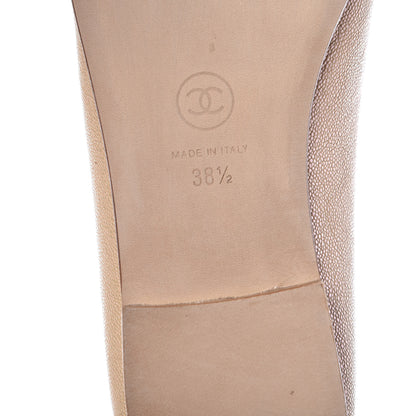 Chanel Grained Calfskin Cap Toe Ballerina Flats 38.5 Beige 6 of 9