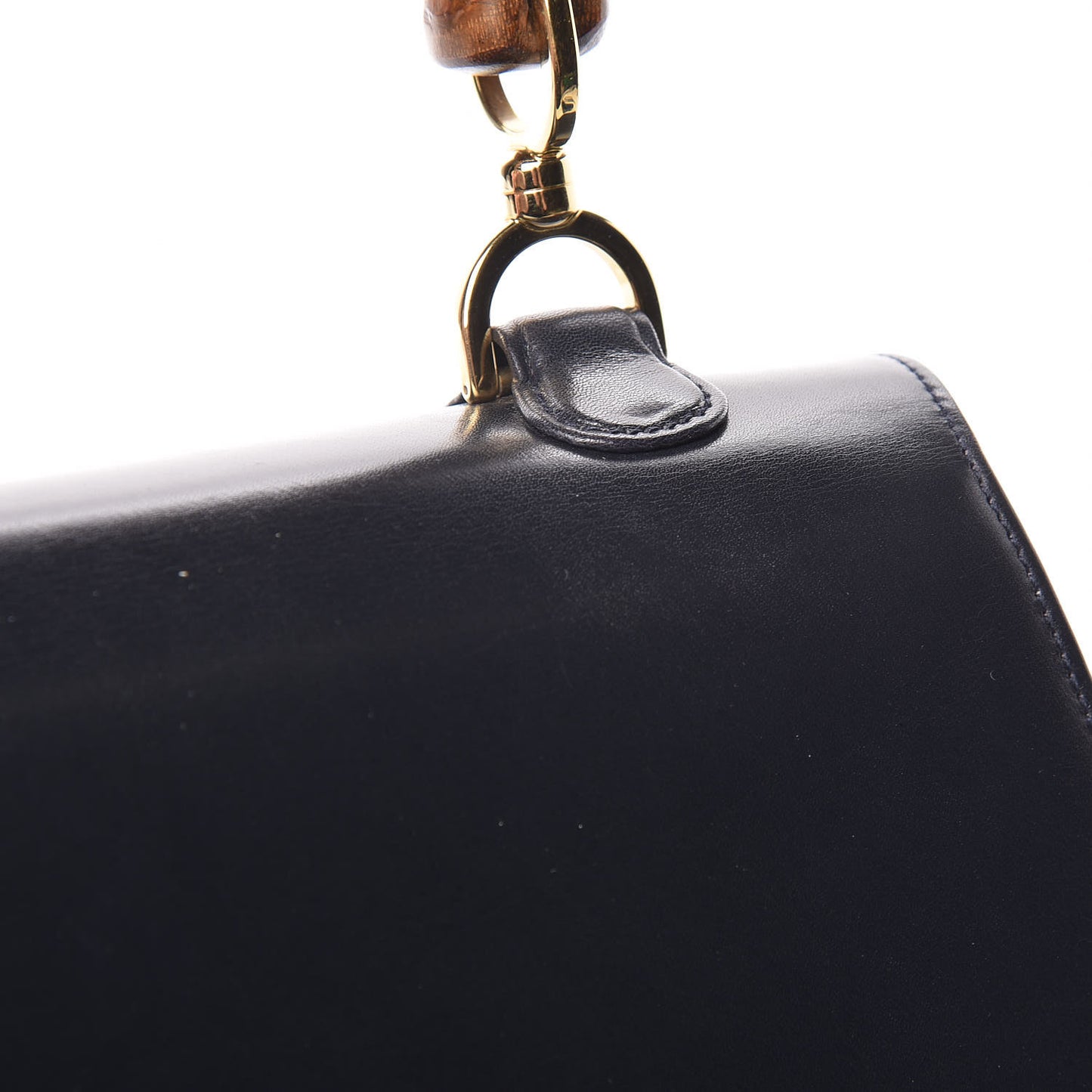 Calfskin Bamboo Top Handle Bag Navy