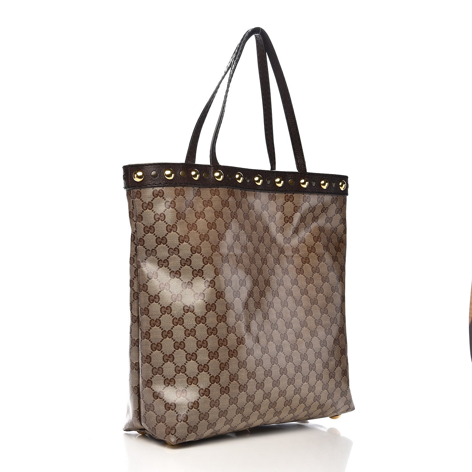 Gucci Crystal Monogram Large Babouska Vertical Shopping Tote Brown 3 of 10