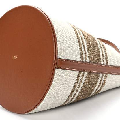 Celine Canvas Smooth Calfskin Logo Bucket 16 Bag Beige Brown Tan 9 of 9