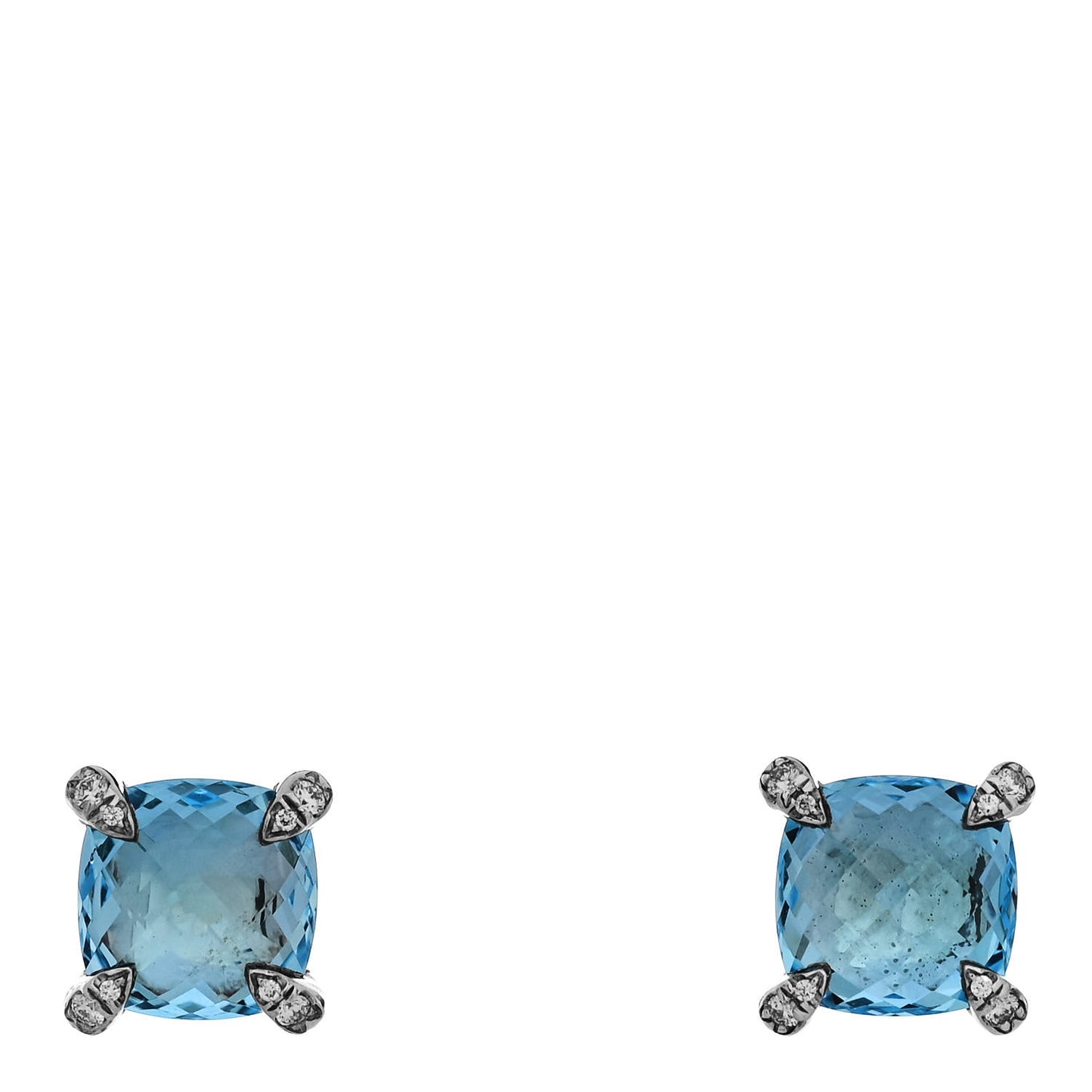 Sterling Silver Diamond Blue Topaz 9mm Chatelaine Earrings