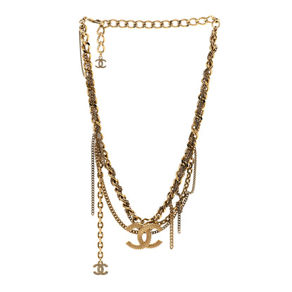 Chanel Metal Chain Link CC Multi Strand Choker Necklace Gold 3 of 4