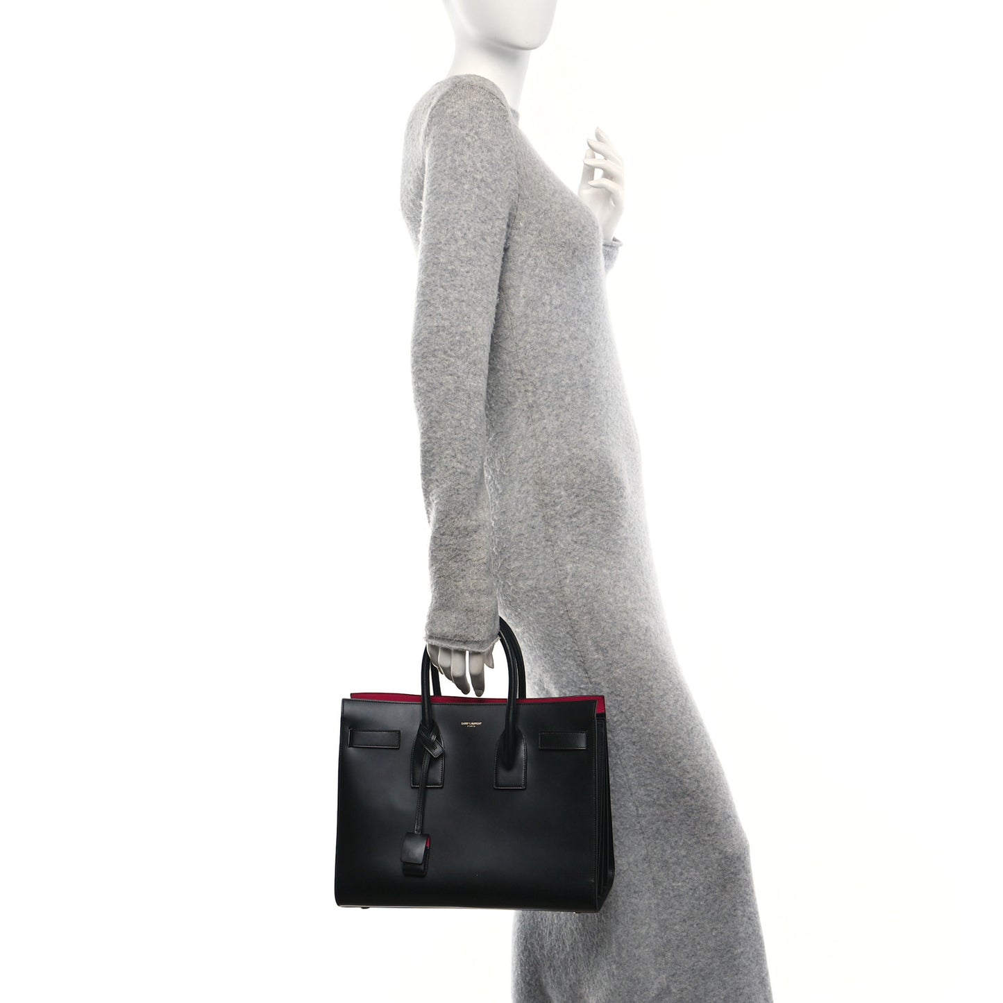 Calfskin Small Sac De Jour Black Fuchsia