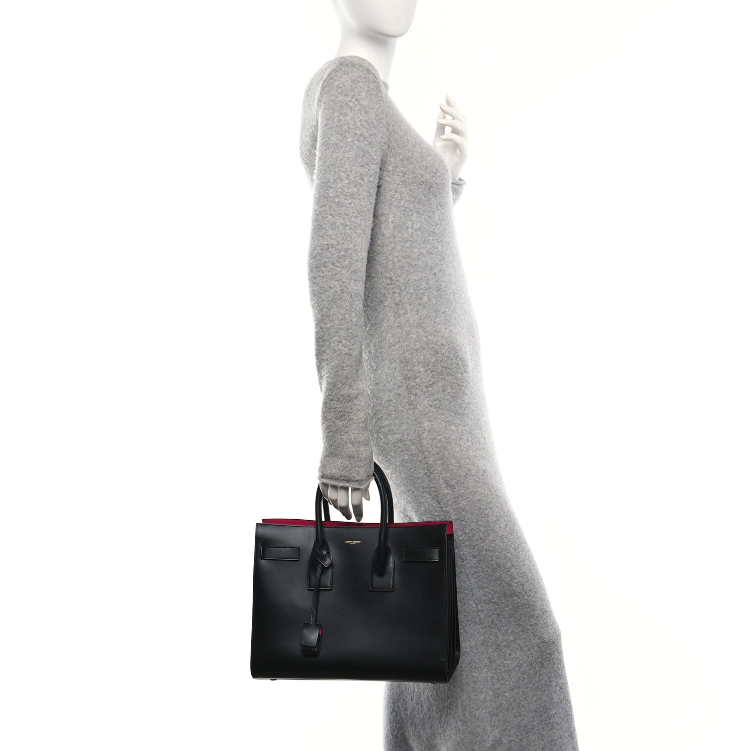 Saint Laurent Calfskin Small Sac De Jour Black Fuchsia 2 of 12