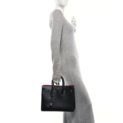 Saint Laurent Calfskin Small Sac De Jour Black Fuchsia 2 of 12