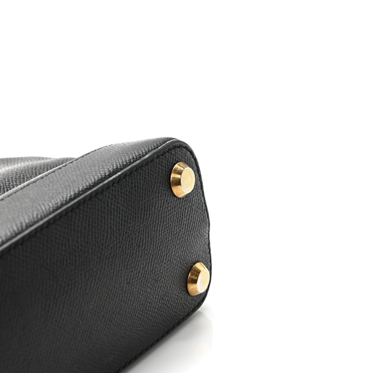 Signature Grained Calfskin XXS Ville Top Handle Bag Black White