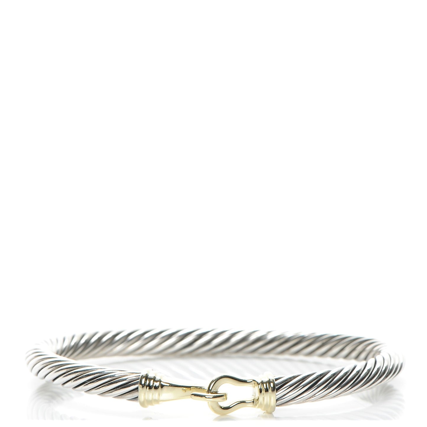 Sterling Silver 14K Yellow Gold 5mm Cable Classic Buckle Bracelet