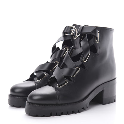 Valentino Garavani Calfskin Plum Lace Up Combat Boots 36 Black 3 of 11